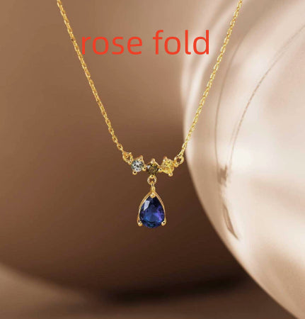 Birthstone Korean Luxury Waterdrop Zircon Necklace