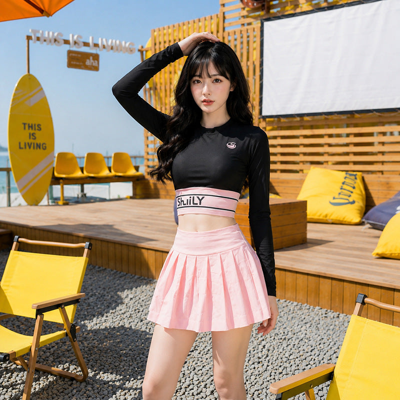 Long-sleeve Figure-flattering Versatile Swimsuit For Girls
