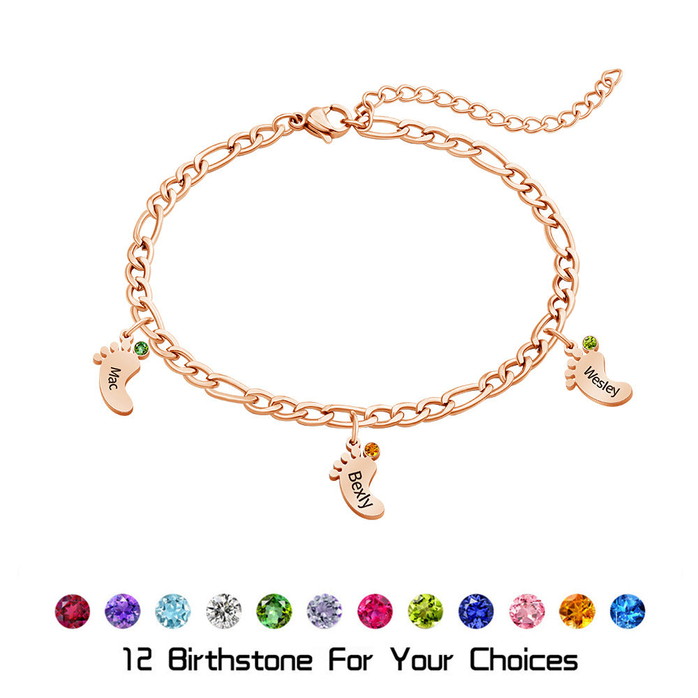Amazon's New Cross-border Stainless Steel Foot Engraved Bracelet