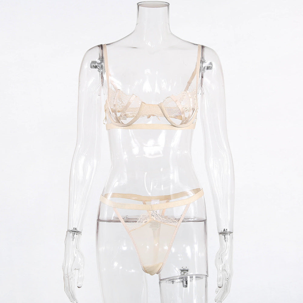 Hollowed Out Thong Lace Perspective Passion Sexy Lace Stitching One-piece Suit
