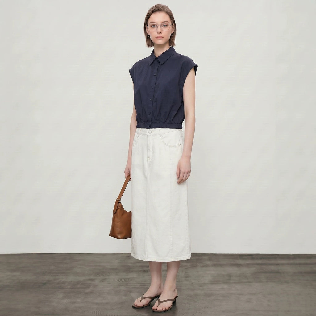 Womens Linen-blend Short-sleeve Breathable Shirt