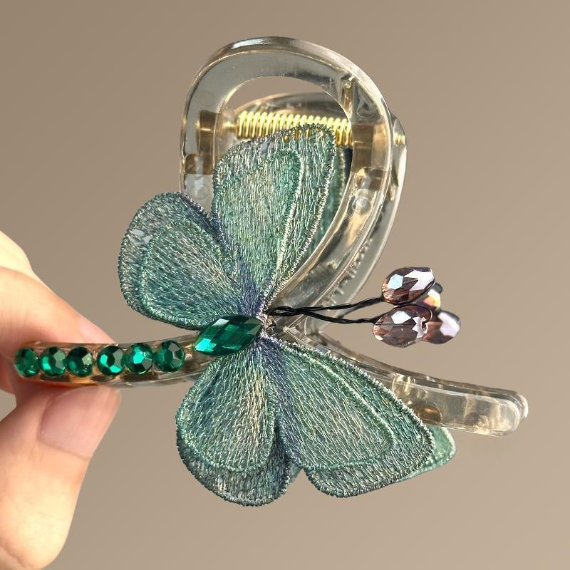 Retro-style Embroidered Butterfly Hair Clip