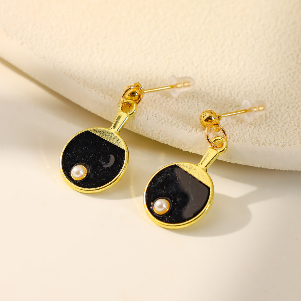 Creative Handmade Table Tennis Paddle Earrings