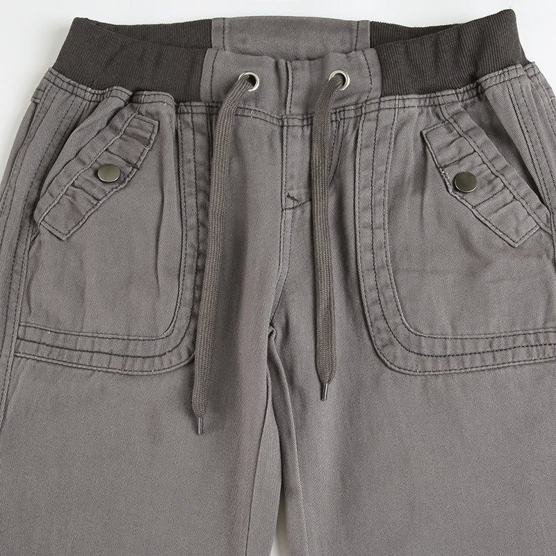Lace-up Low-waisted Casual Wide-leg Pants