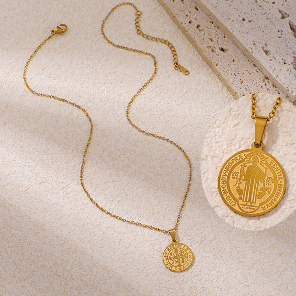 Stainless Steel Religious Series Pendant Necklace