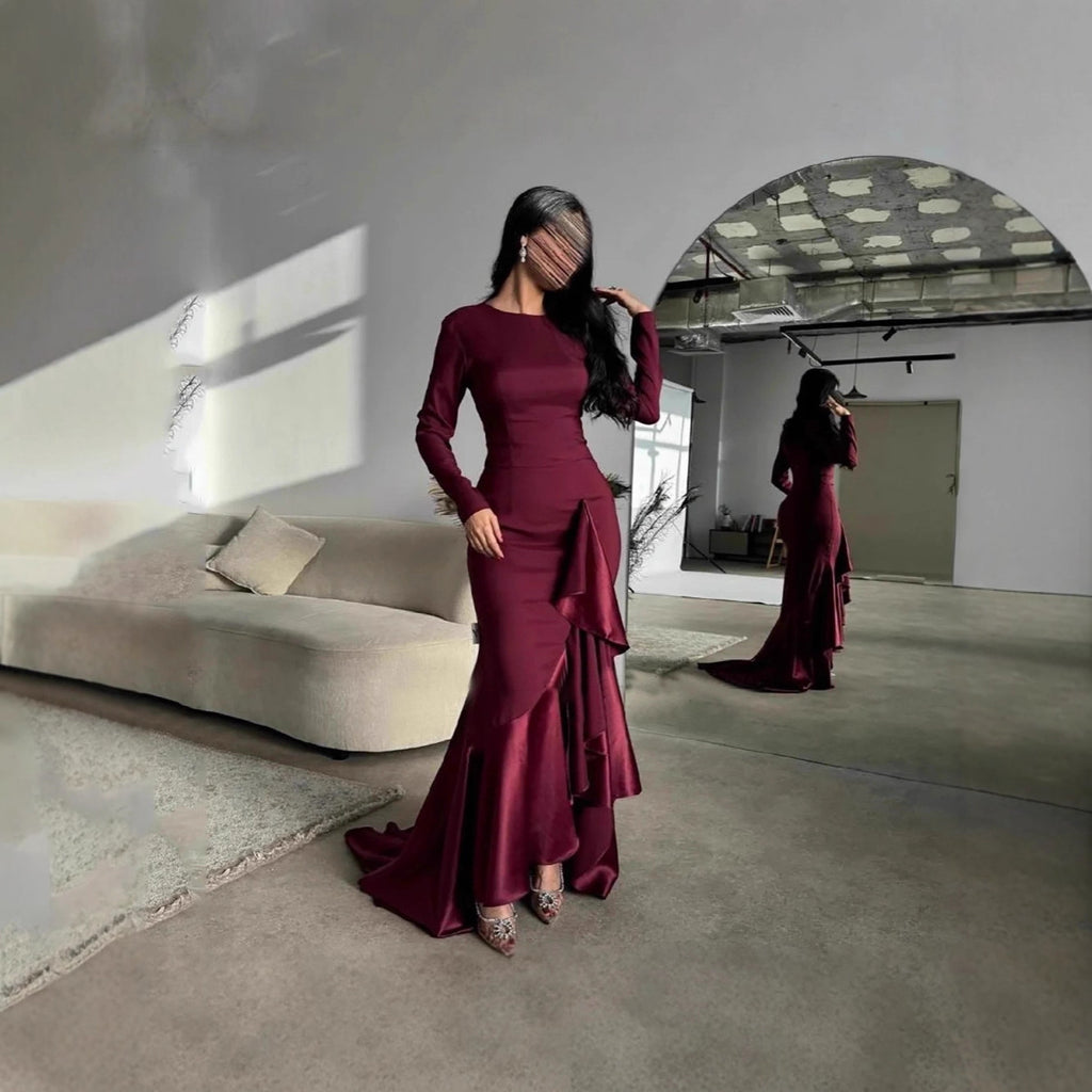 Womens Amazon-style Personality Long-sleeve Fishtail Dress
