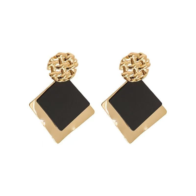 2026 New Bestseller Unique Black Geometric Earrings For Women, Elegant Light Luxury High-End Retro Exaggerated Statement Stud Jewelry