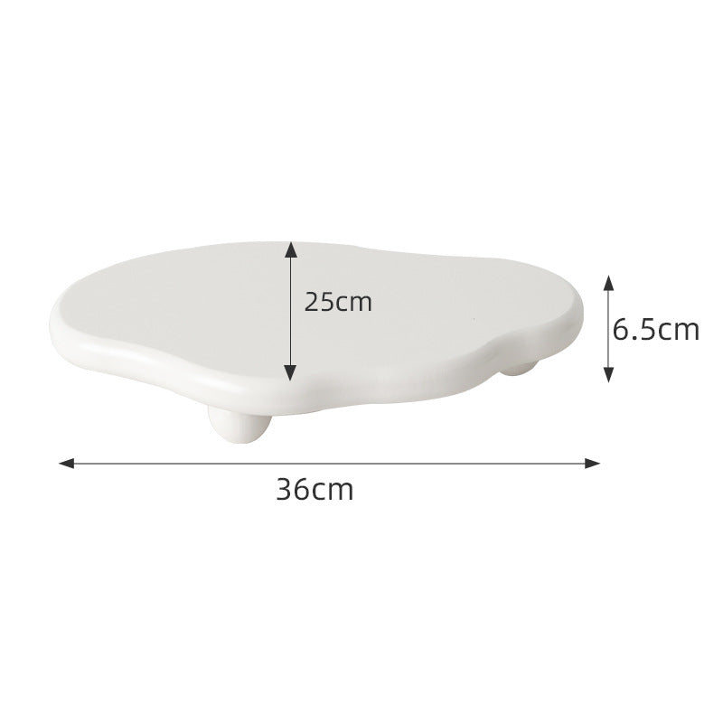 Special-shaped Geometric Tray Black And White Wooden Clouds Decorative Tray