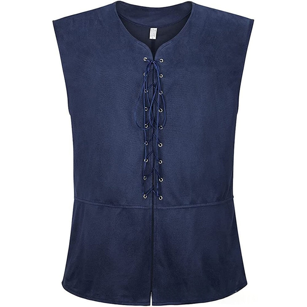 Retro Steampunk Vest Mens Lace-Up Waistcoat