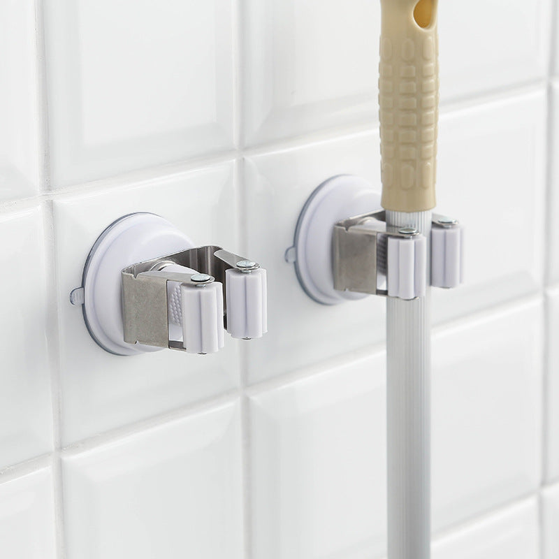 Hook mop rack wall-mounted home strong non-marking suction cup nail-free door hanger