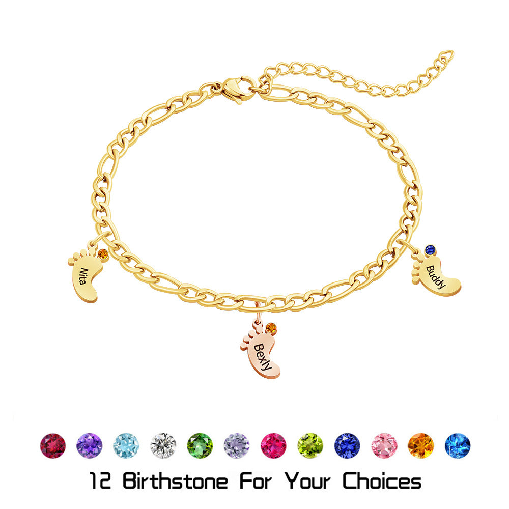 Amazon's New Cross-border Stainless Steel Foot Engraved Bracelet
