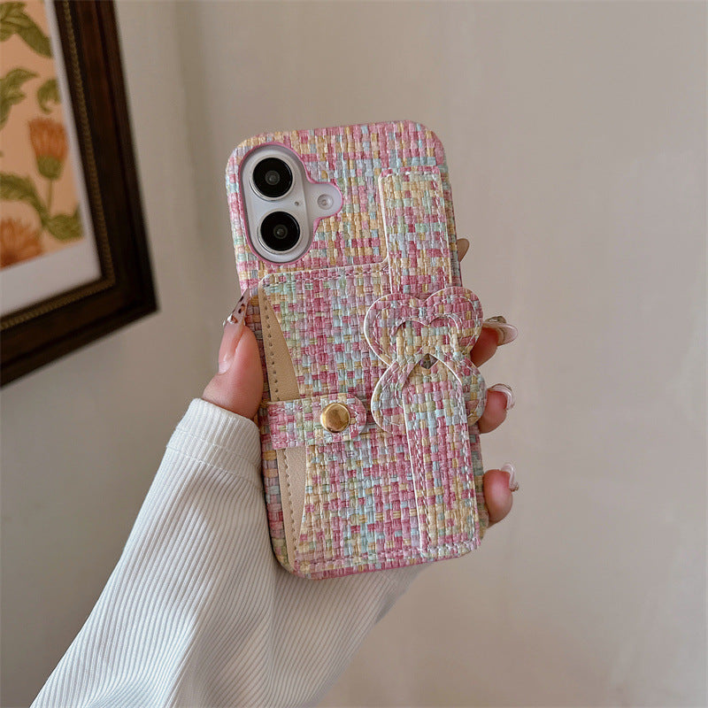 Woven-pattern Heart-shaped Cardholder
