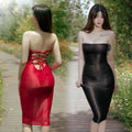 Ladies Fashion Skinny Tie Long Dress