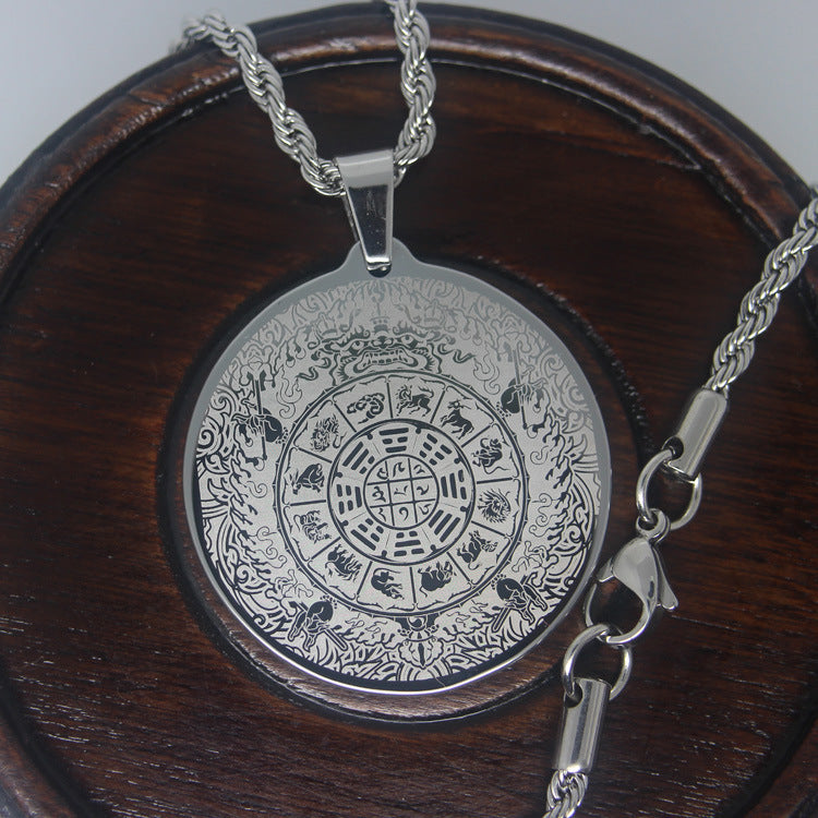Tungsten gold round pendant