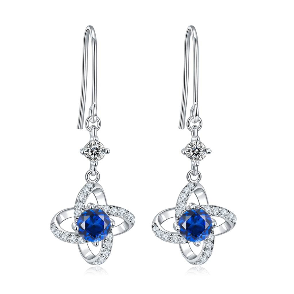 S925 Sterling Silver Clover Dangle Earrings, 0.5ct D-VVS1 Moissanite & Lab-Grown Gemstones, Platinum Plated Hook Earrings For Women With Gift Box