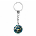 New twelve constellation key ring pendant fine time gemstone key chain