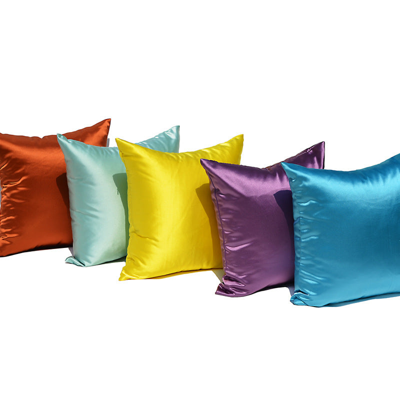 Simulation Silk Satin Solid-color Pillow Cushion Cover