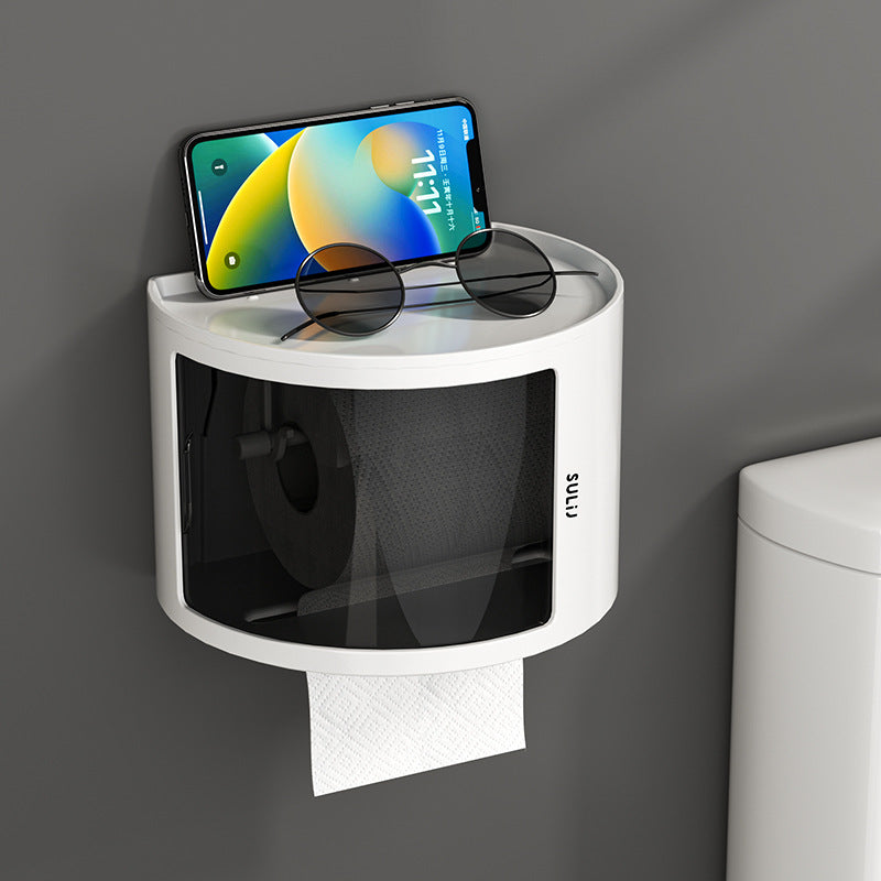 No-drill Wall-mounted Bathroom Tissue Box Shelf