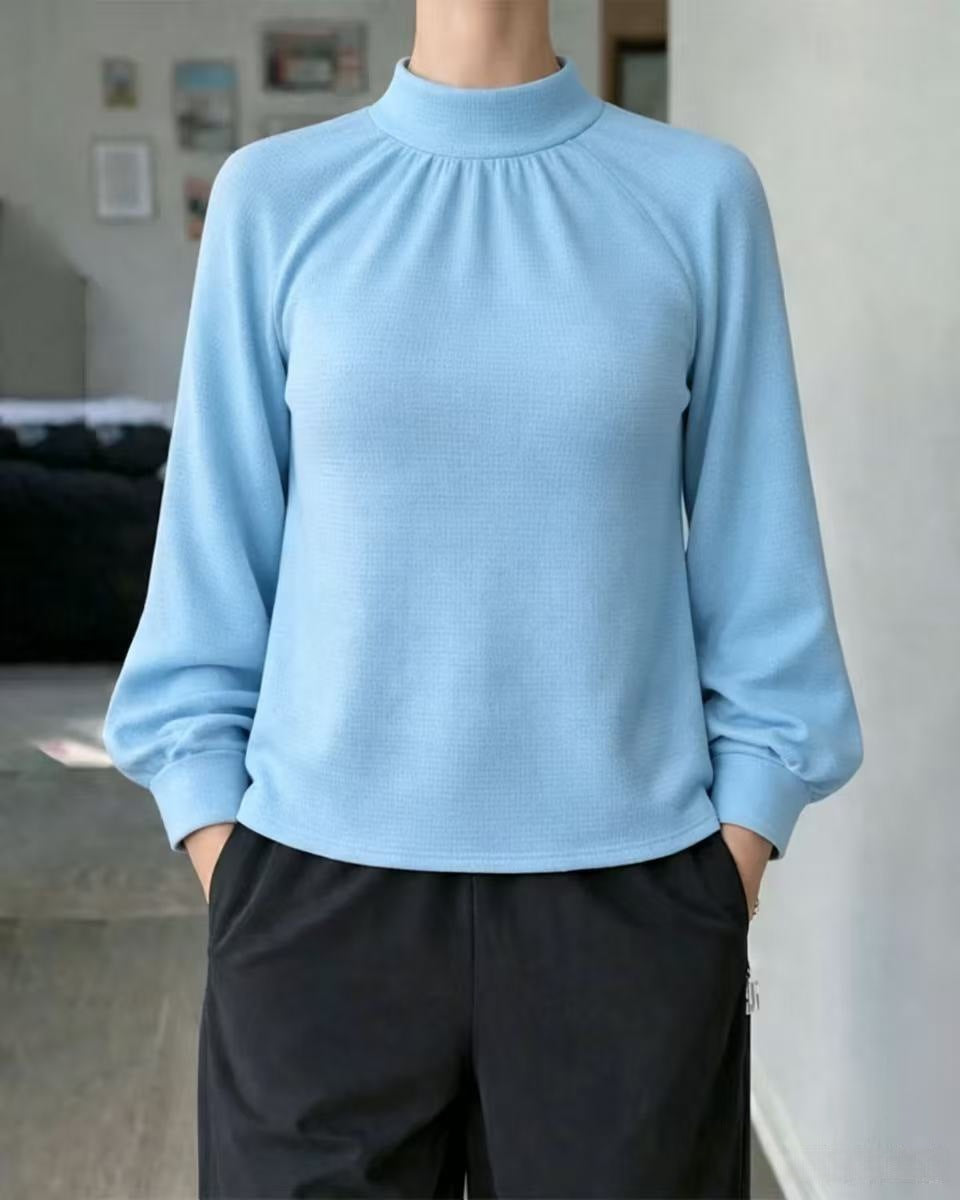 Springautumn Knitted Long-sleeve Casual Raglan-sleeve Turtleneck Lace-trimmed Sweater Bottoming Shirt
