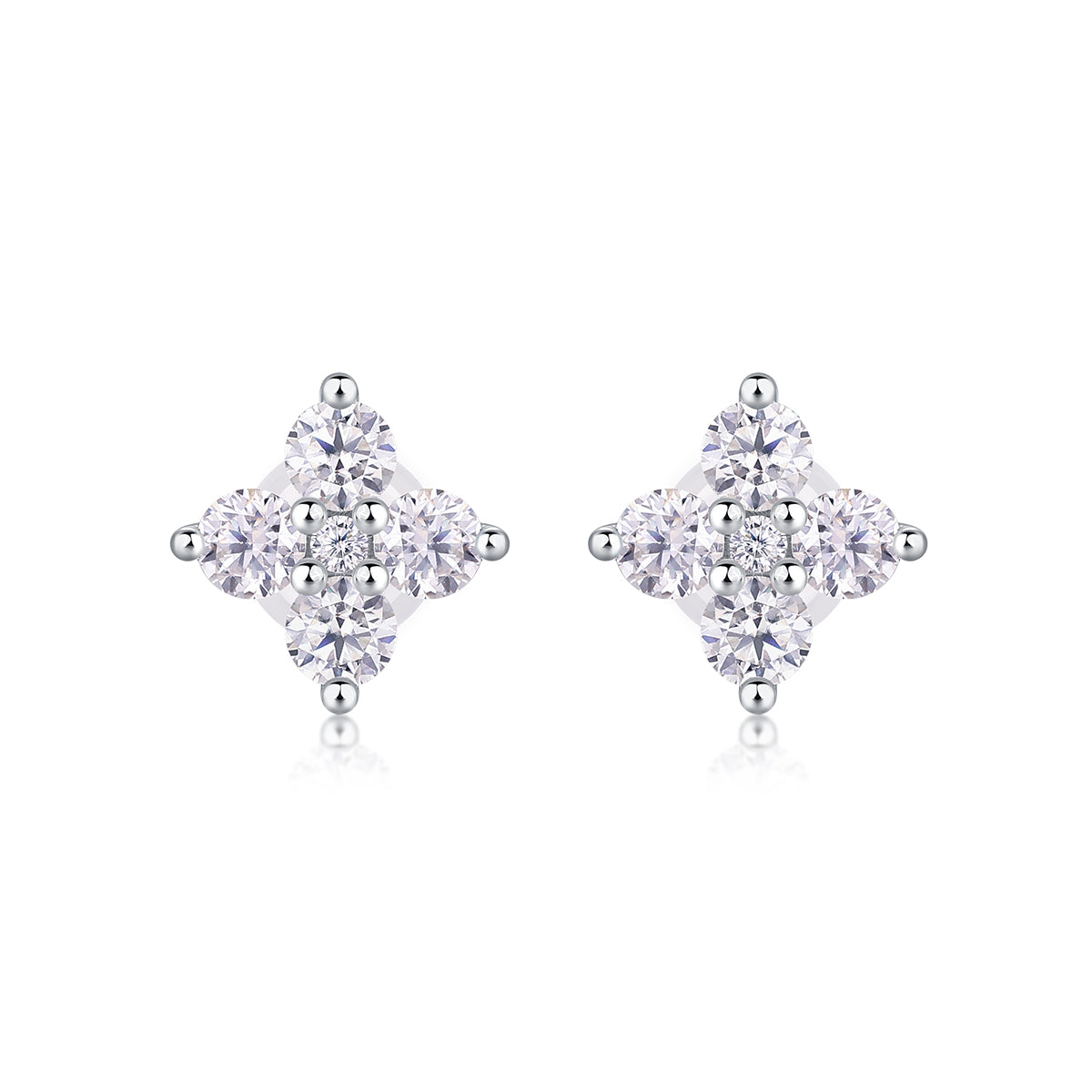S925 Sterling Silver Gold Plated Clover Stud Earrings, D-VVS1 Moissanite, 1.2g Women's Jewelry Gift Box