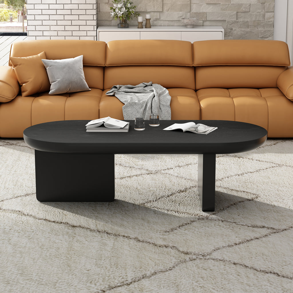 N625P300081S Black Modern Minimalist Coffee Table, Living Room Table, Spray Paintable, Oval Table, Sofa Table, Side Table, Coffee Table, Leisure Table Made Of MDF