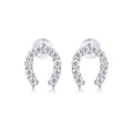 S925 Sterling Silver U-Shaped Hoop Stud Earrings, 20 D-VVS1 Moissanite Pave, Platinum Plated 1.6g Lightweight With Silicone Backs, Gift Box