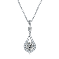 S925 Sterling Silver Teardrop Halo Necklace, 1ct D-VVS1 Moissanite & Lab-Grown Gems, Platinum Plated 1.7g With GRA Certificate Gift Box