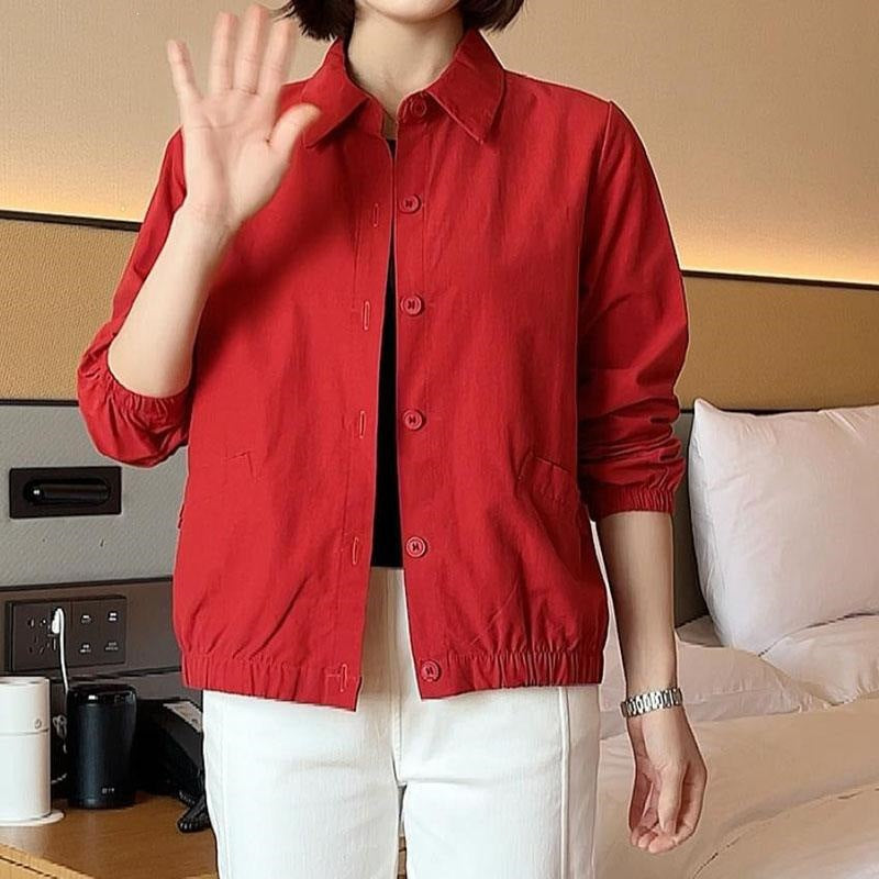 Womens Versatile Casual Loose-fitting Cropped Jacket