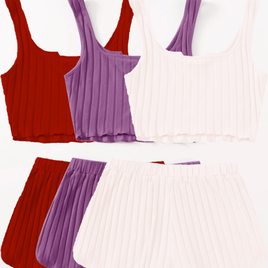 Six-piece Vest Top And Shorts Pajama Set