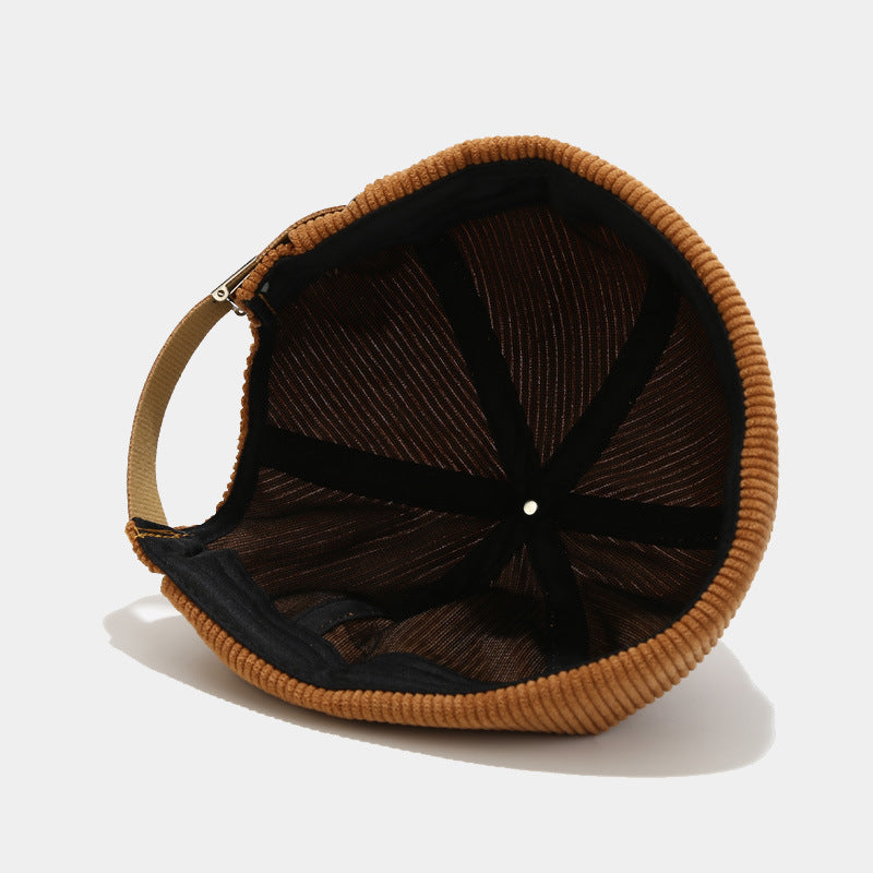 Solid-color Fine Corduroy Adjustable Beanie With No Brim, Featuring A Simple Hip-hop Style, Suitable For Landlords, Daily Outings, Streetwear, And Sun Protection.