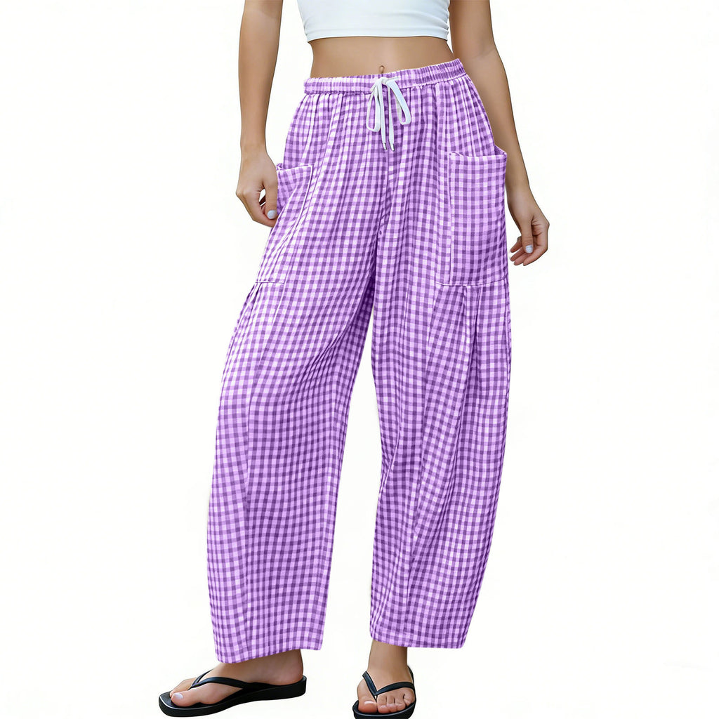 High-waisted Loose-fit Draping Figure-flattering Casual Floor-length Pants