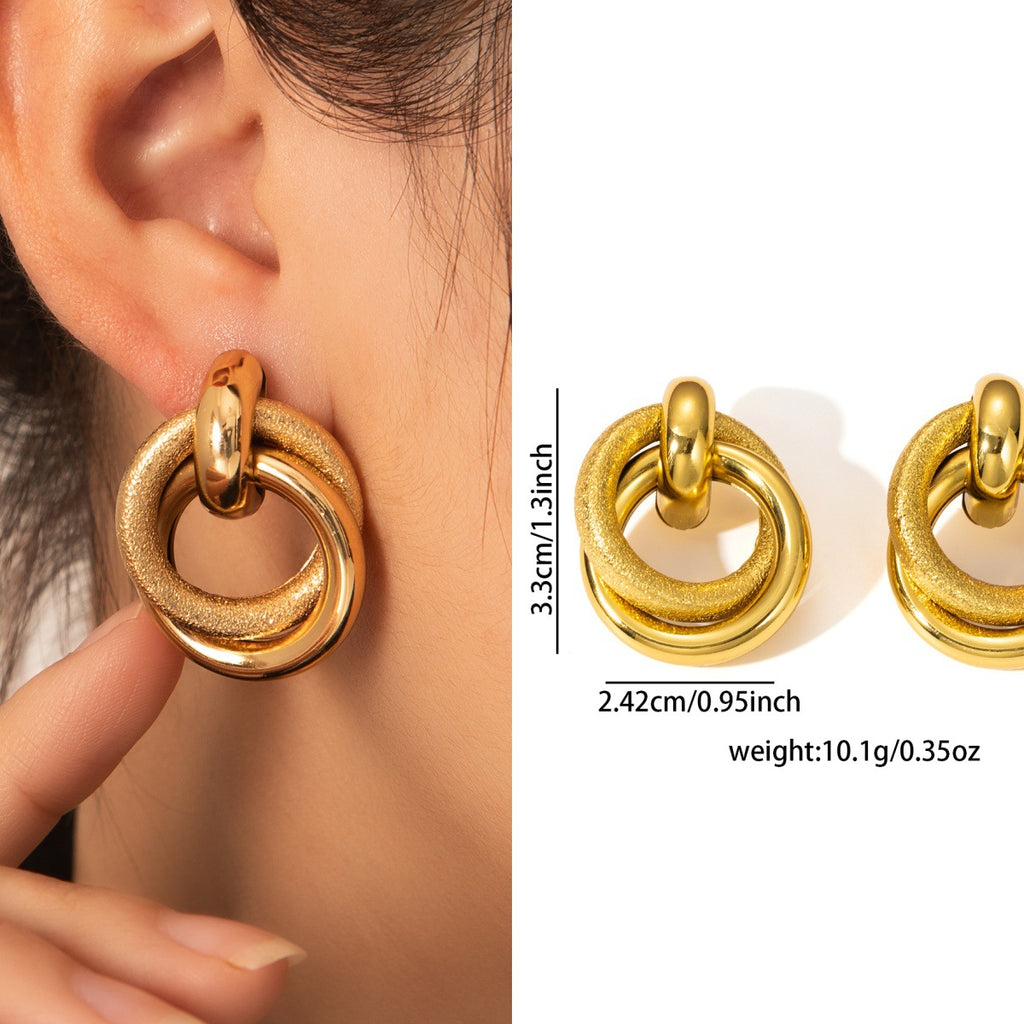 Trendy Women Gold Titanium Steel Earwear Niche Luxury Long Lasting Stainless Earrings