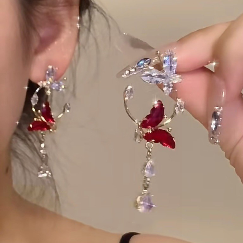 2026 New Teardrop Butterfly Tassel Earrings, Light Luxury High-End Fashion Jewelry For Women, Perfect For Round & Square Faces