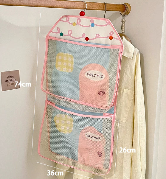 Three-in-one Wall-mounted Net Bag For Wardrobe Hanging And Storage Net Pouch