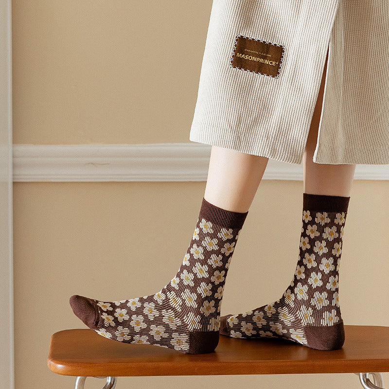 Women's Vintage Double Needle Two Way Mid Tube Socks