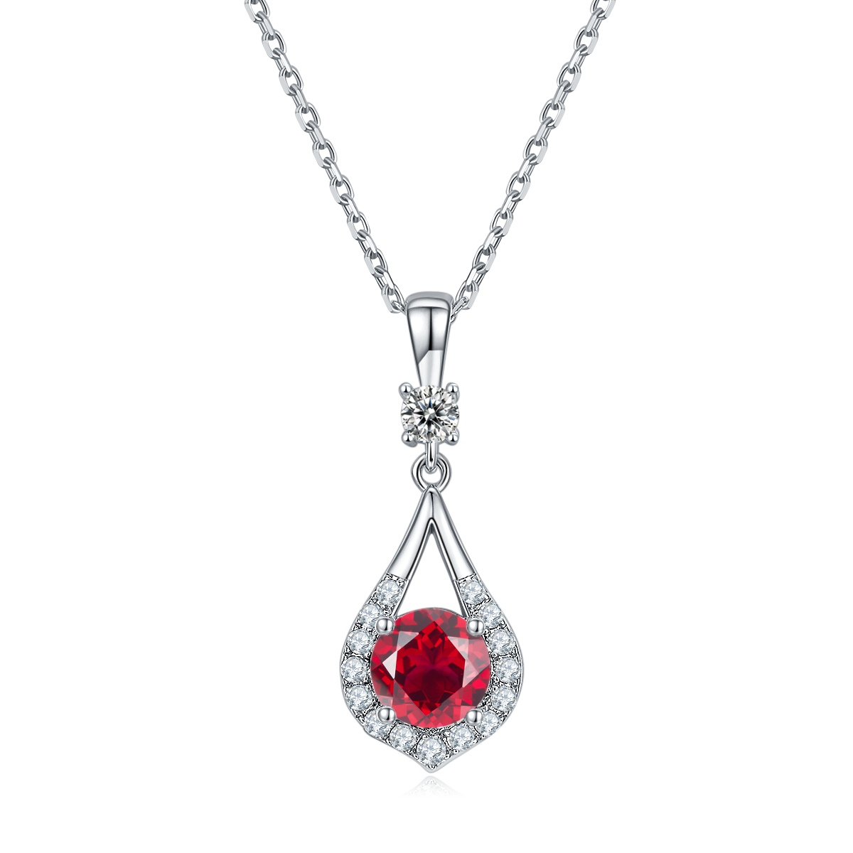 S925 Sterling Silver Teardrop Halo Necklace, 1ct D-VVS1 Moissanite & Lab-Grown Gems, Platinum Plated 1.7g With GRA Certificate Gift Box