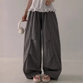 Elastic-waist Loose-fit Laid-back Long Pants