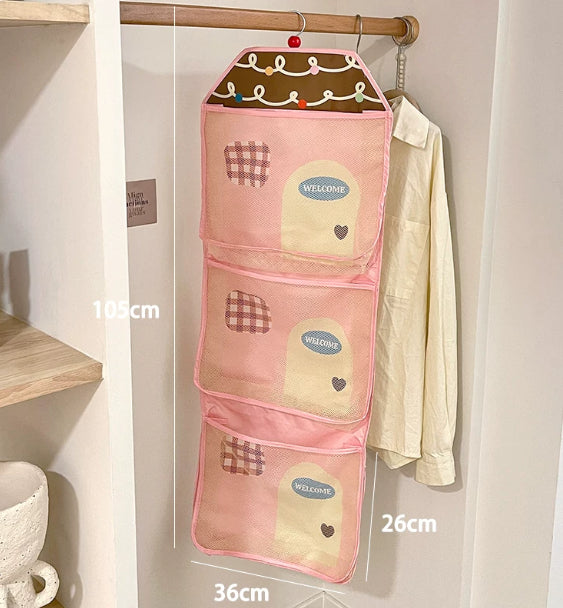 Three-in-one Wall-mounted Net Bag For Wardrobe Hanging And Storage Net Pouch