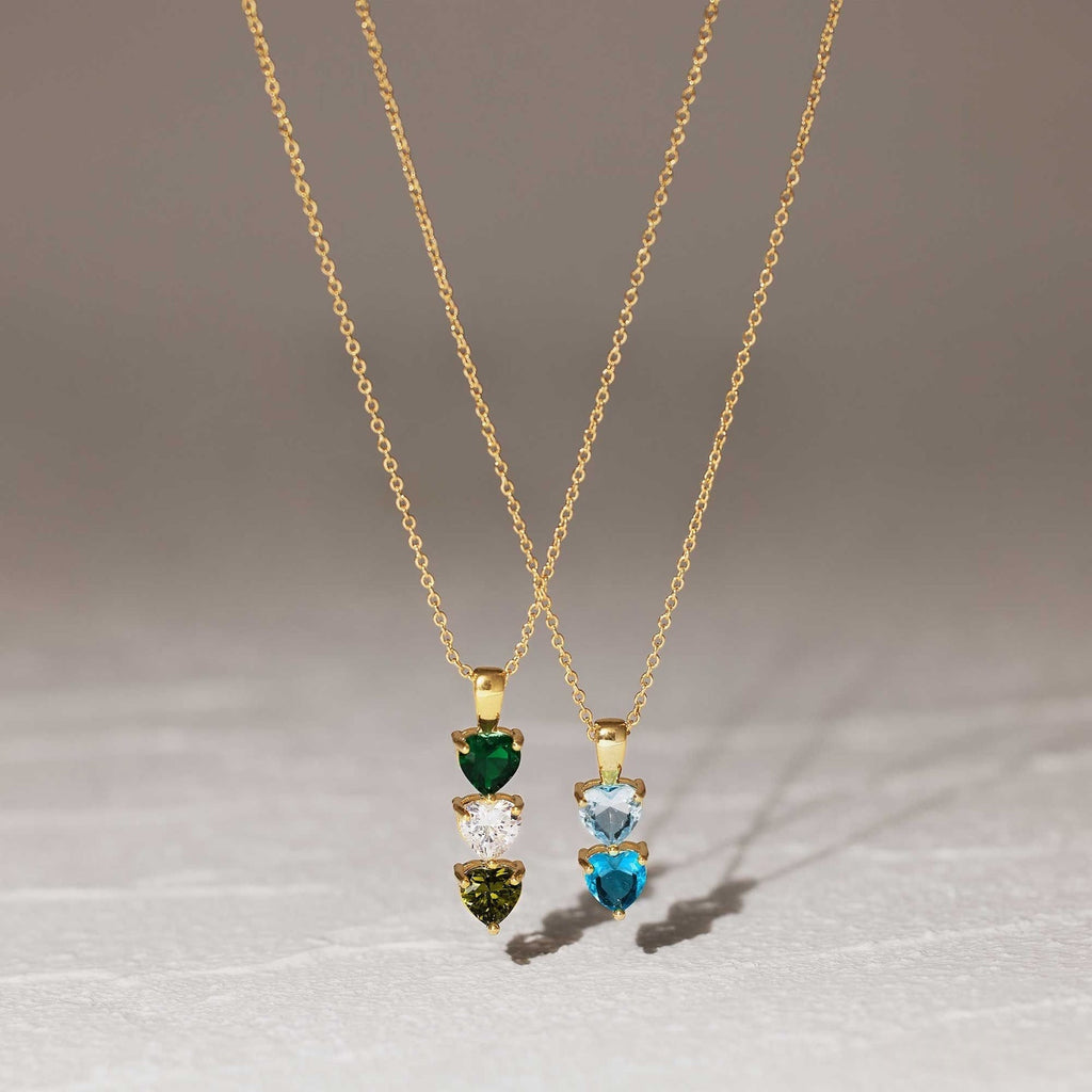 Mother's Day Heart To Heart Customized Birthday Stone Luxury Pendant Necklace For Women