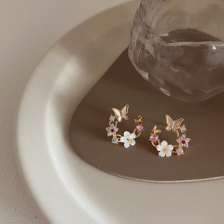 Shell Flower Butterfly Ear Stud