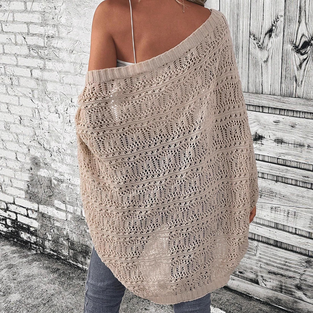 Hollow-out Batwing-sleeved Cardigan Sweater Coat