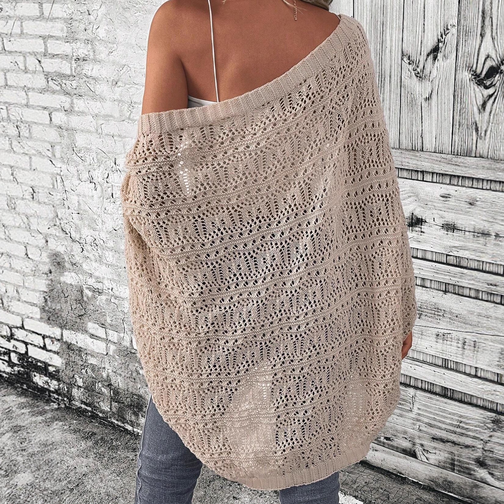 Hollow-out Batwing-sleeved Cardigan Sweater Coat