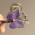 Retro-style Embroidered Butterfly Half-up Shark Clip Hair Accessory