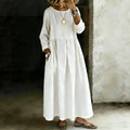 Autumn Long-sleeve Dress Womens Midi-length Loose Fit Plus Size