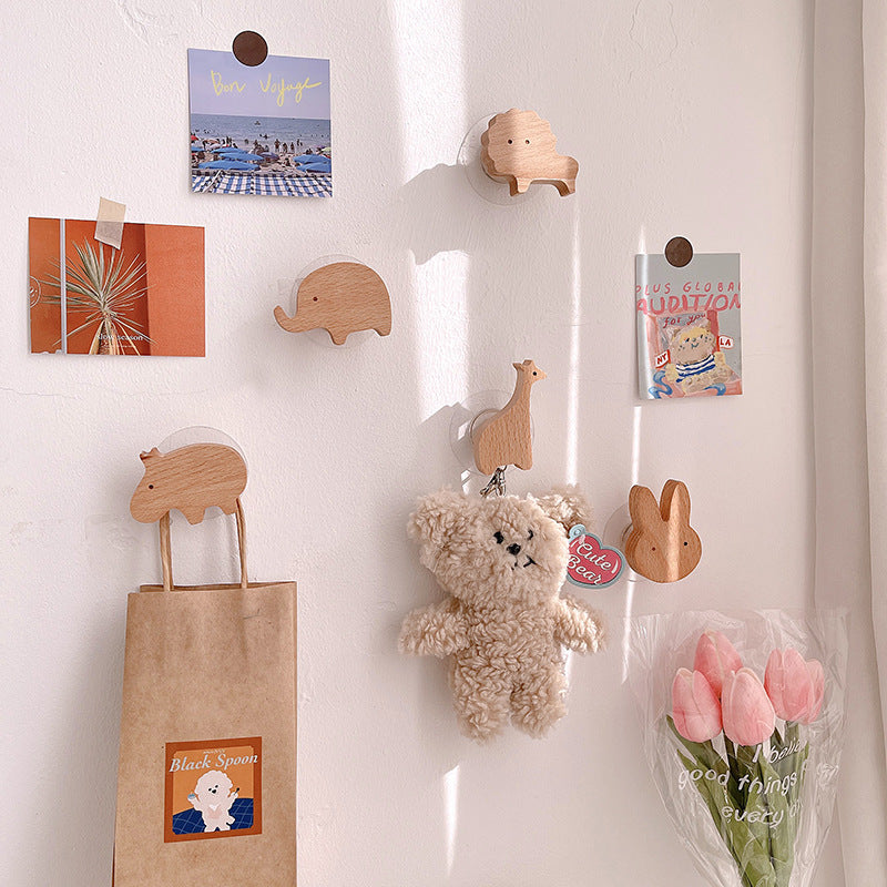 Ins Style Household Decoration Wooden Animal Shape Hook
