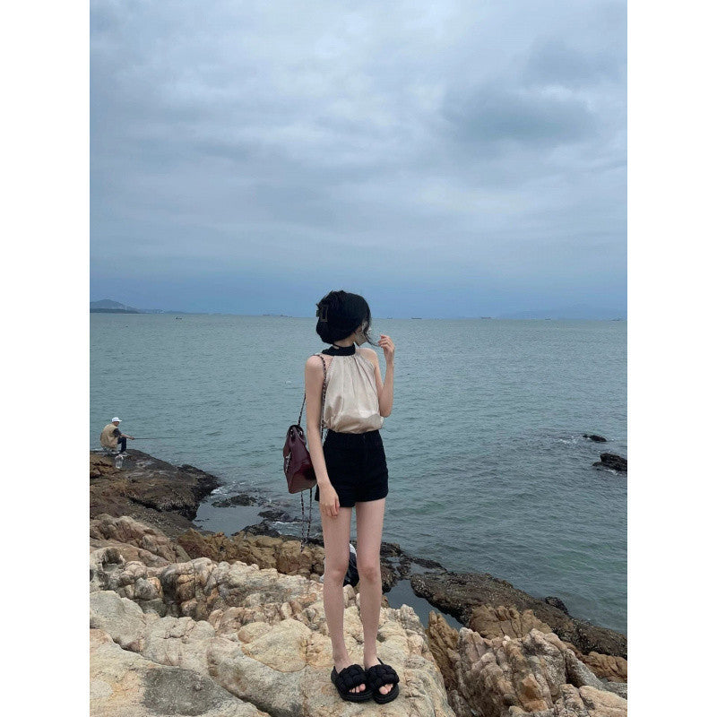 Hollow-shoulder Loose Chiffon Top