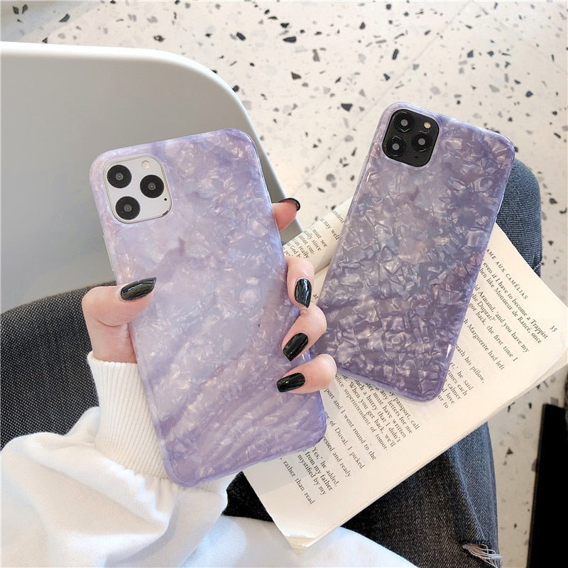 Purple Shell Pattern Silicone Phone Case