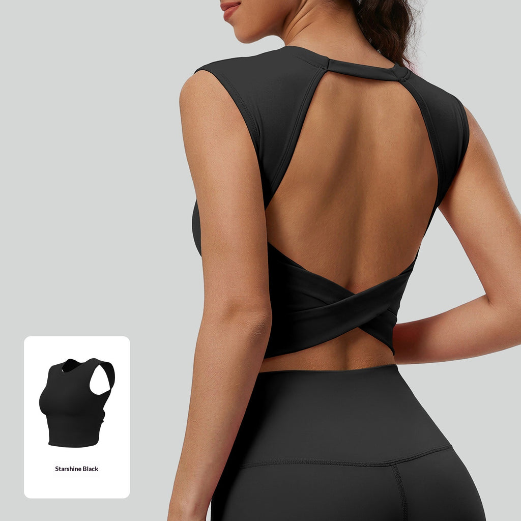 Hollow-out Knotted Vest With Detachable Padded Bra For Women