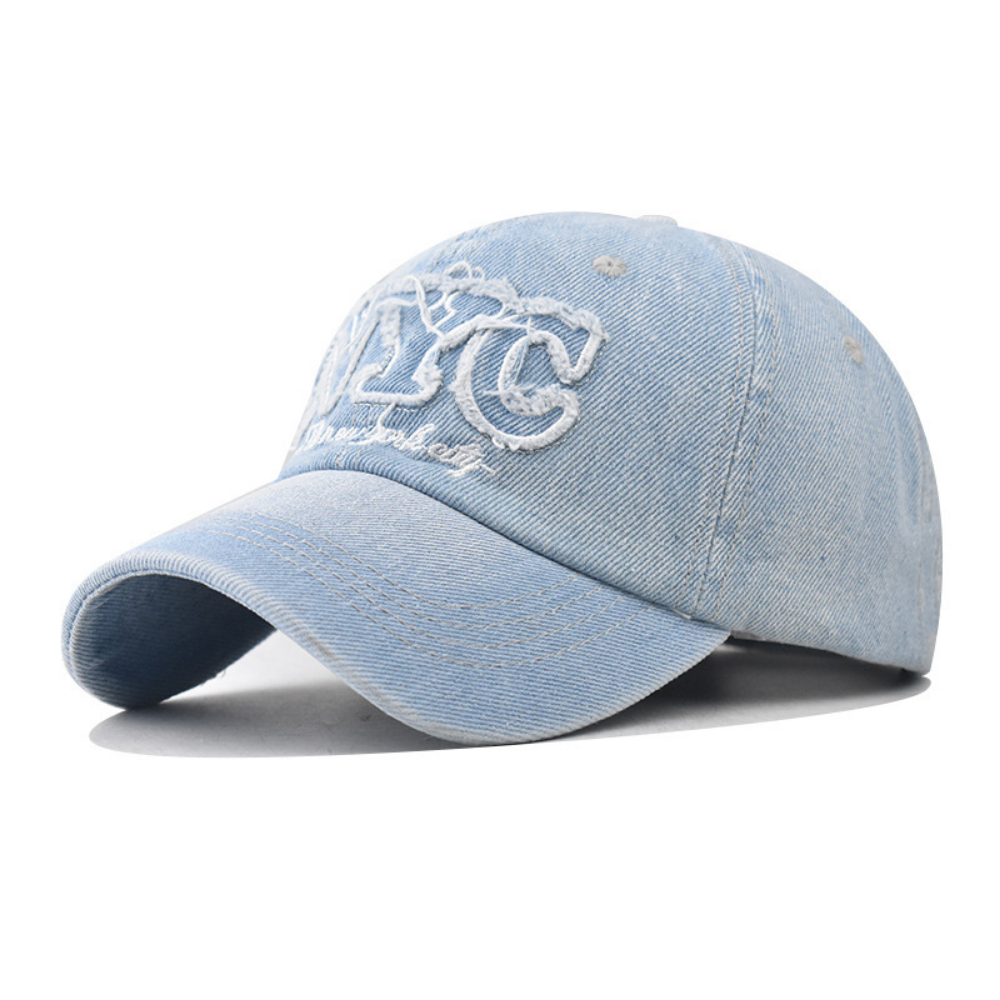Men And Women Can Both Wear This Distressed NYC Patchwork Letter Embroidery Fashion Retro Style Baseball Cap For Outdoor Outings. It Is Versatile And Suitable For Various Occasions.