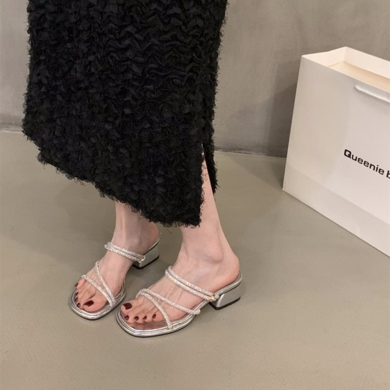 Chic Rhinestone French-style Strappy Sandals